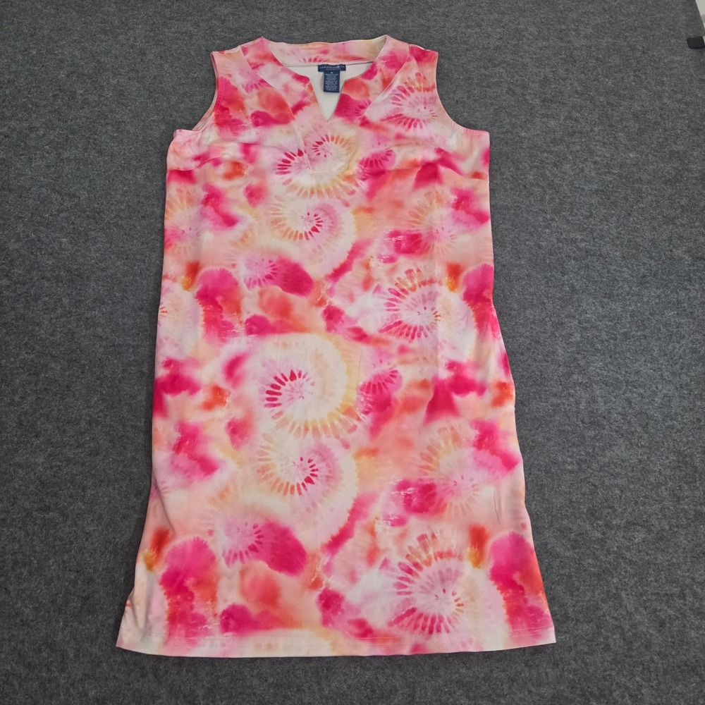 Caribbean Joe Dress M Pink Tie Dye Sleeveless Shift Beach Resort Vacation